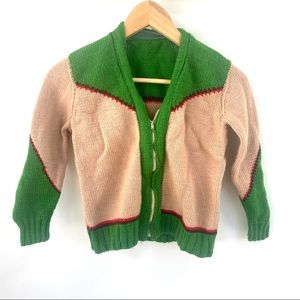 Kid’s Vintage Color Block Sweater green tan